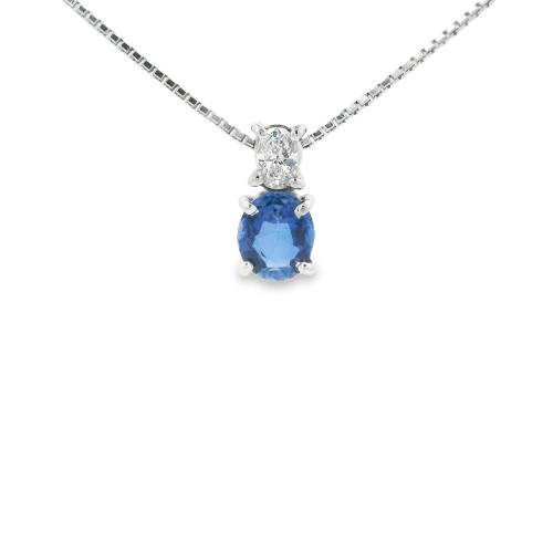 Collana Zaffiro ct 0,90 Diamanti ct 0,13 Oro 18 kt