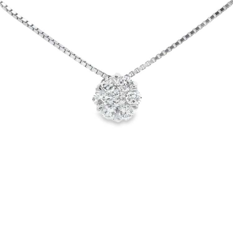 Collana Punto Luce Ivisible Setting Diamanti Taglio a Brillante ct 0,21 F VVS Oro Bianco 750 18 kt 2,35 gr