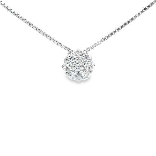 Collana Punto Luce Ivisible Setting Diamanti Taglio a Brillante ct 0,21 F VVS Oro Bianco 750 18 kt 2,35 gr