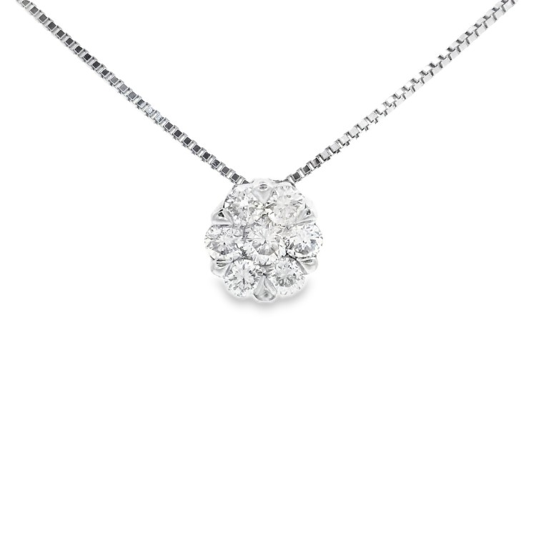Collana Punto Luce Ivisible Setting Diamanti Taglio a Brillante ct 0,29 F VVS Oro Bianco 750 18 kt 2,10 gr