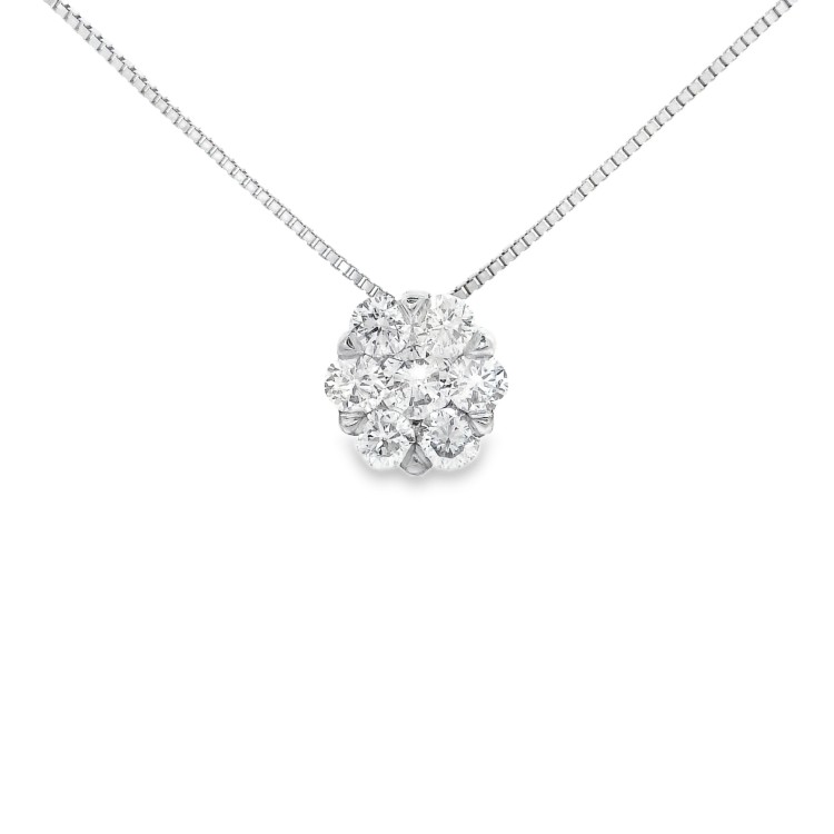 Collana Punto Luce Ivisible Setting Diamanti Taglio a Brillante ct 0,46 F VVS Oro Bianco 750 18 kt 2,40 gr