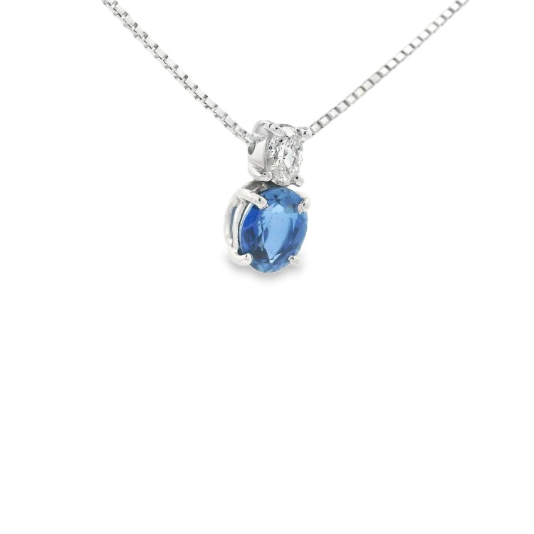 Collana Zaffiro ct 0,90 Diamanti ct 0,13 Oro 18 kt