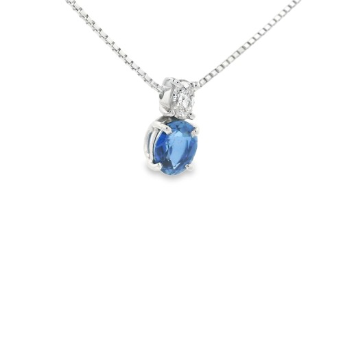 Collana Zaffiro ct 0,90 Diamanti ct 0,13 Oro 18 kt