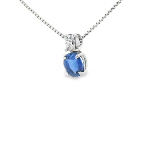 Collana Zaffiro ct 0,90 Diamanti ct 0,13 Oro 18 kt