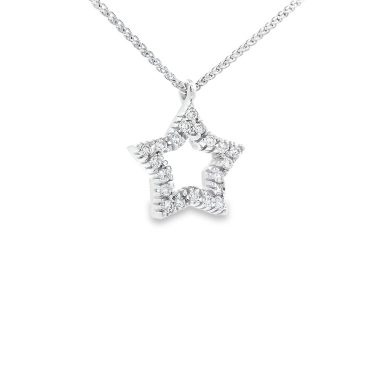 Collana Pendente Stella Diamanti ct 0,19 Oro 18 kt