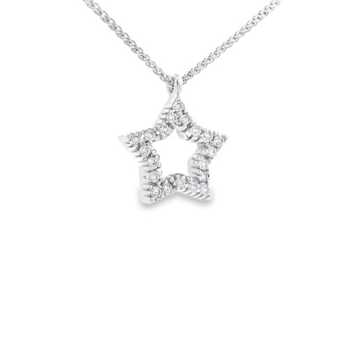 Collana Pendente Stella Diamanti ct 0,19 Oro 18 kt