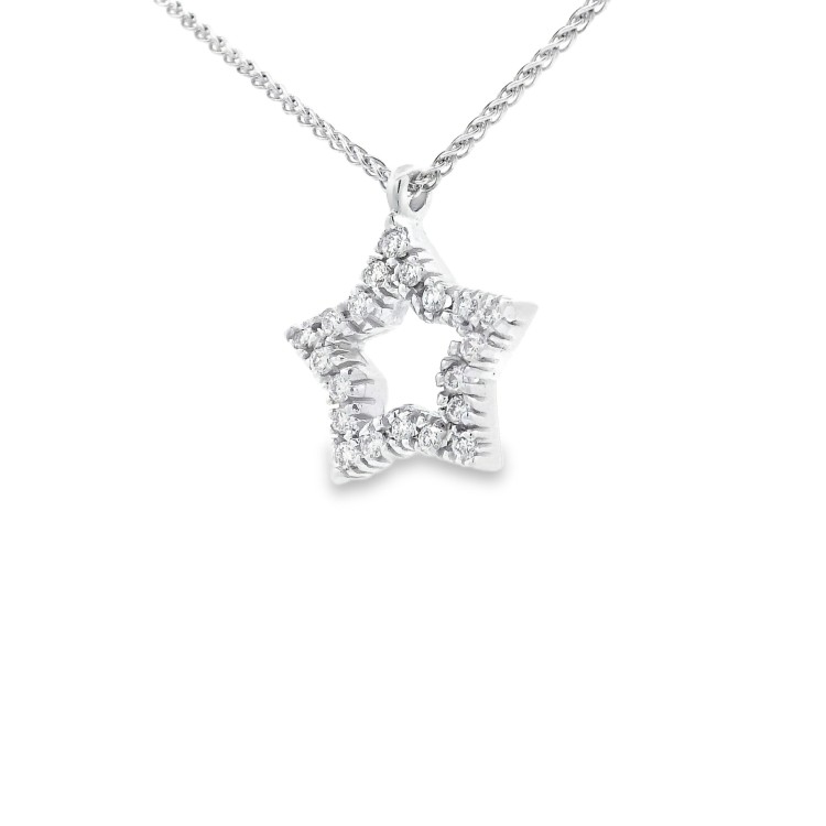 Collana Pendente Stella Diamanti ct 0,19 Oro 18 kt