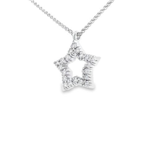 Collana Pendente Stella Diamanti ct 0,19 Oro 18 kt