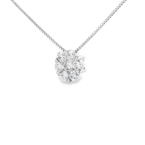 Collana Punto Luce Ivisible Setting Diamanti Taglio a Brillante ct 0,46 F VVS Oro Bianco 750 18 kt 2,40 gr
