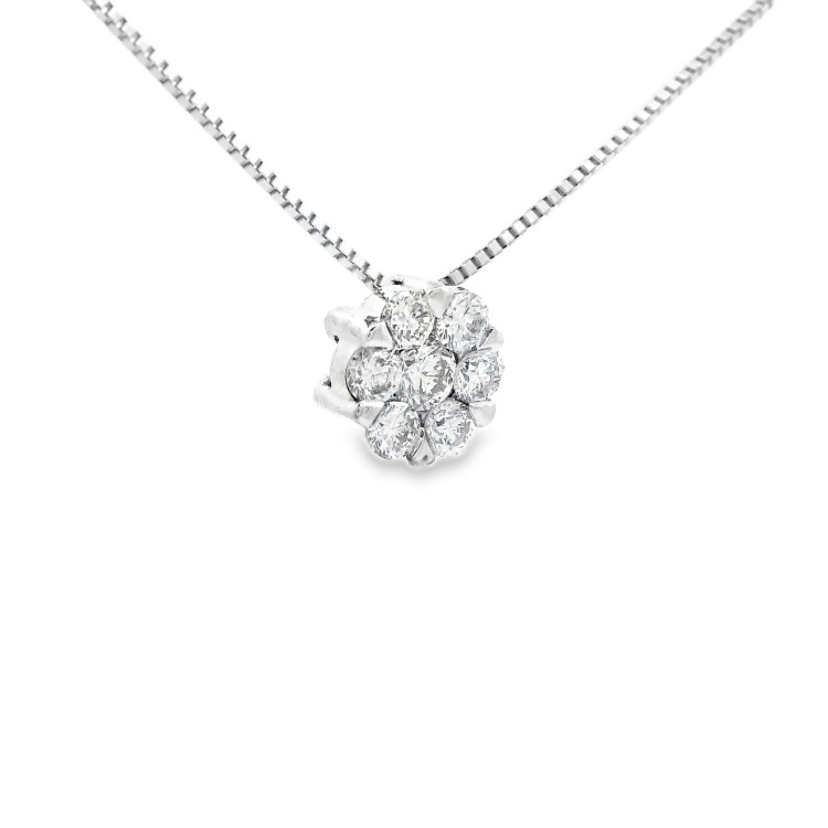Collana Punto Luce Ivisible Setting Diamanti Taglio a Brillante ct 0,29 F VVS Oro Bianco 750 18 kt 2,10 gr