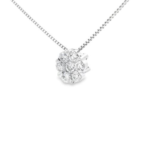 Collana Punto Luce Ivisible Setting Diamanti Taglio a Brillante ct 0,29 F VVS Oro Bianco 750 18 kt 2,10 gr