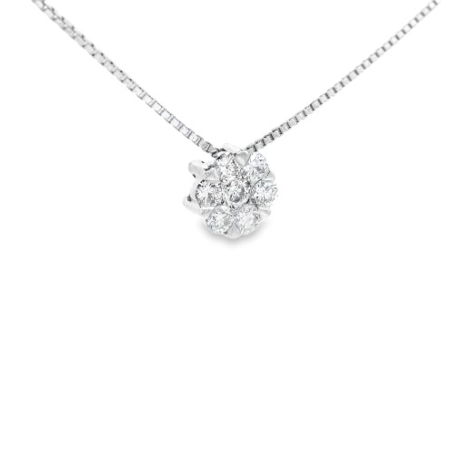Collana Punto Luce Ivisible Setting Diamanti Taglio a Brillante ct 0,21 F VVS Oro Bianco 750 18 kt 2,35 gr