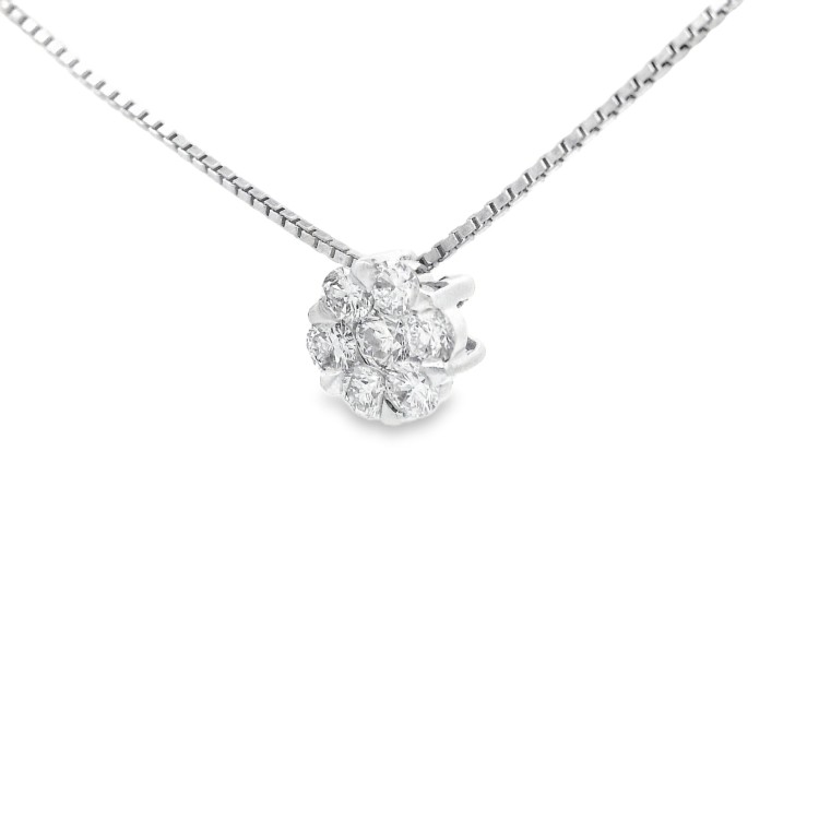 Collana Punto Luce Ivisible Setting Diamanti Taglio a Brillante ct 0,21 F VVS Oro Bianco 750 18 kt 2,35 gr