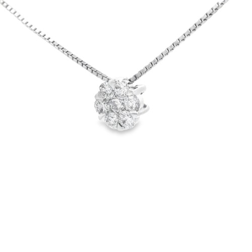 Collana Punto Luce Ivisible Setting Diamanti Taglio a Brillante ct 0,21 F VVS Oro Bianco 750 18 kt 2,35 gr
