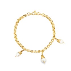 Bracciale Charms 3 Perle 18,5 cm  Oro 18 kt 12,5 gr