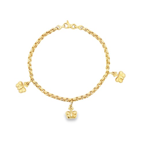 Bracciale Charms 5 Farfalle Oro 18 kt