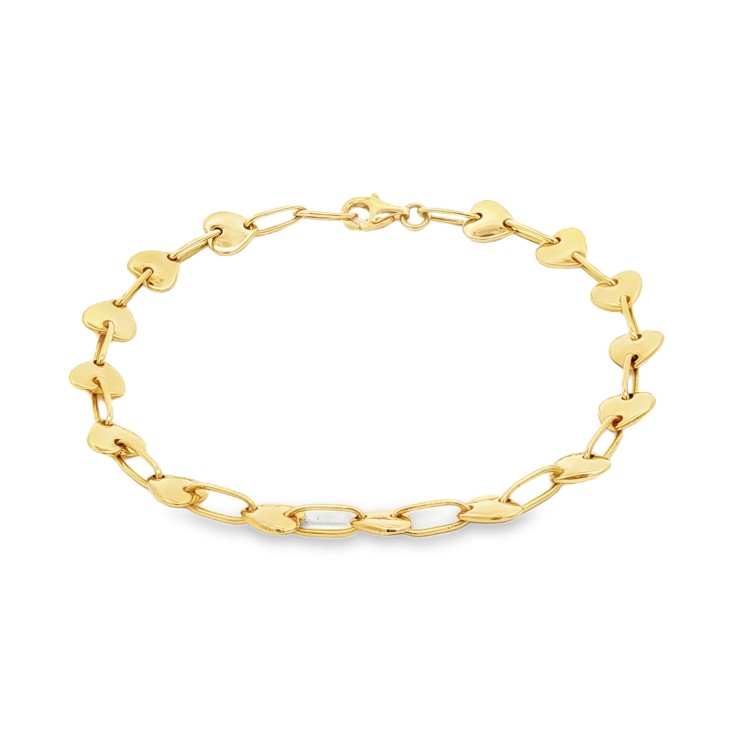 Bracciale Cuori Oro Giallo 20 cm 750 18 kt 10,6 gr