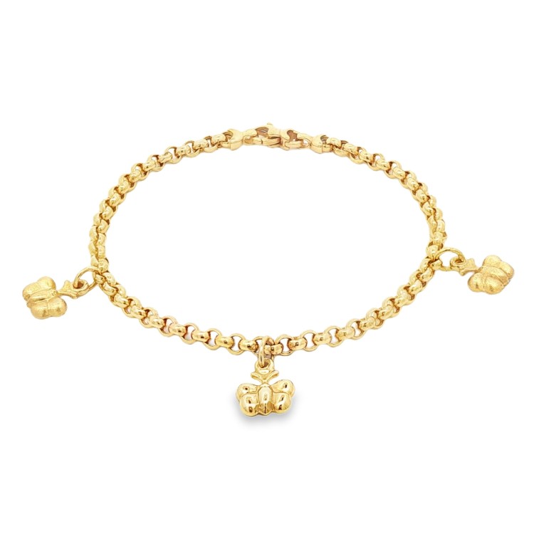Bracciale Charms 5 Farfalle Oro 18 kt