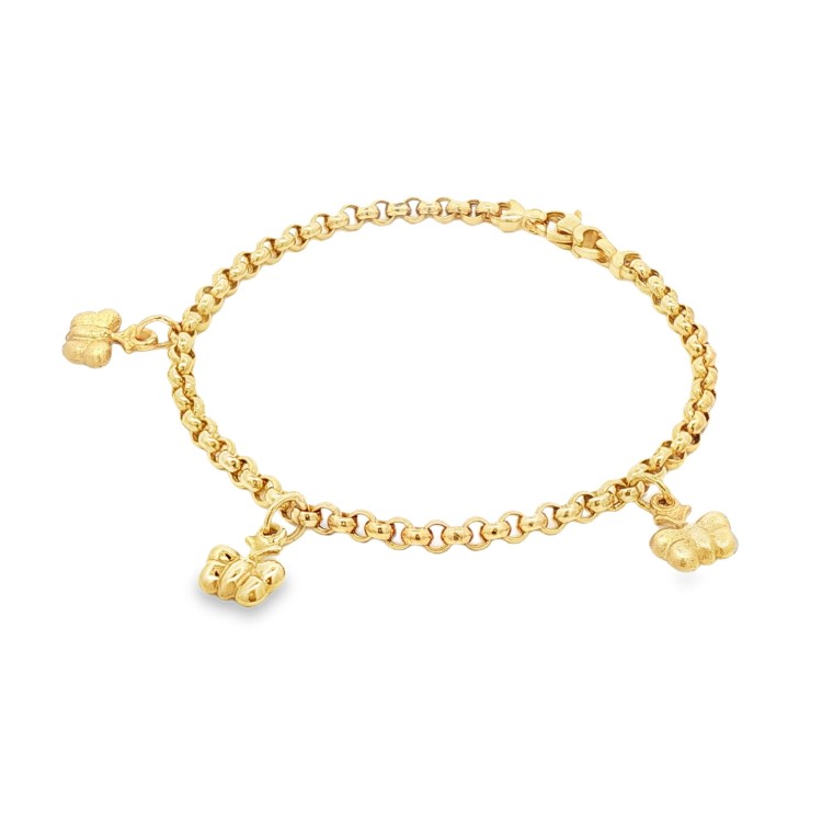 Bracciale Charms 5 Farfalle Oro 18 kt