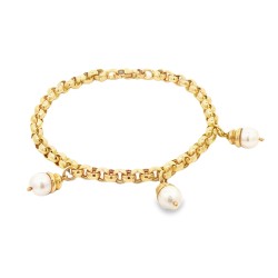 Bracciale Charms 3 Perle 18,5 cm  Oro 18 kt 12,5 gr 2
