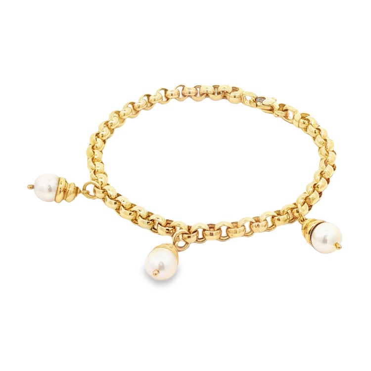 Bracciale Charms 3 Perle 18,5 cm  Oro 18 kt 12,5 gr