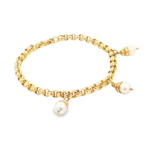 Bracciale Charms 3 Perle 18,5 cm  Oro 18 kt 12,5 gr