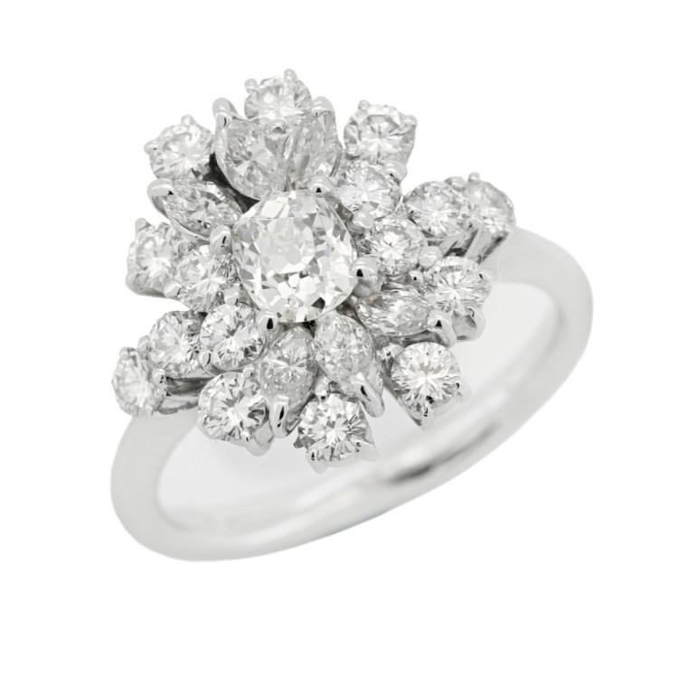 Anello Diamanti ct Margherita 0,54 + 1,17 Oro 18 kt