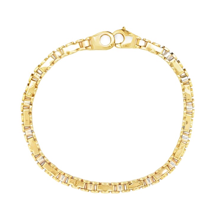 Bracciale Piatto Lucido Oro Giallo e Bianco Double Face 18 kt 11,6 gr