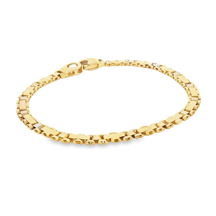 Bracciale Piatto Lucido Oro Giallo e Bianco Double Face 18 kt 11,6 gr