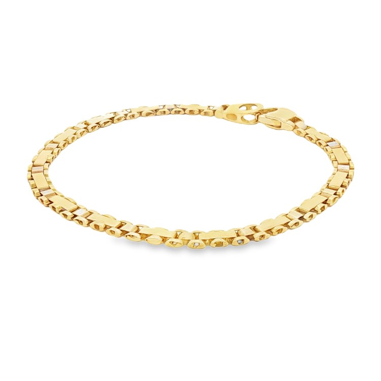 Bracciale Piatto Lucido Oro Giallo e Bianco Double Face 18 kt 11,6 gr