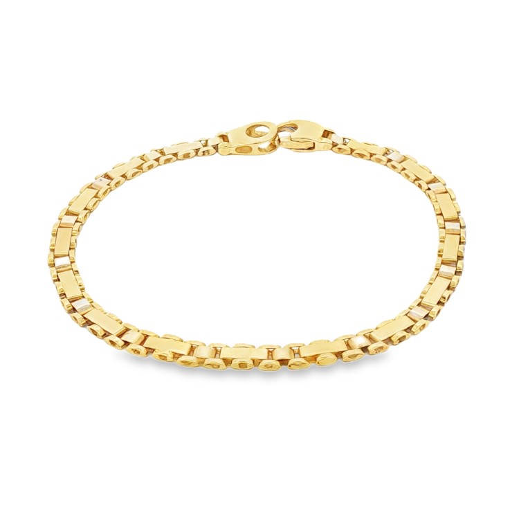 Bracciale Piatto Lucido Oro Giallo e Bianco Double Face 18 kt 11,6 gr