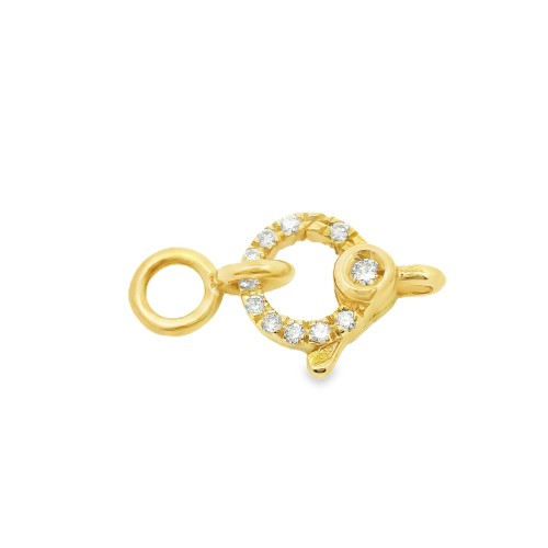 Chiusura Moschettone a Cerchio Piccola 6,5 mm Diamanti ct 0,13 F VS Oro Giallo 18 kt 0,85 gr