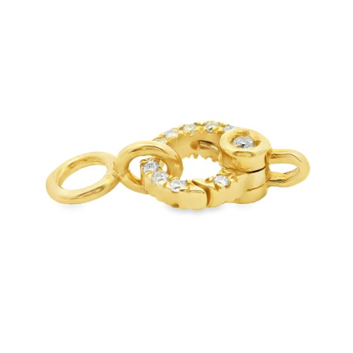 Chiusura Moschettone a Cerchio Piccola 6,5 mm Diamanti ct 0,13 F VS Oro Giallo 18 kt 0,85 gr