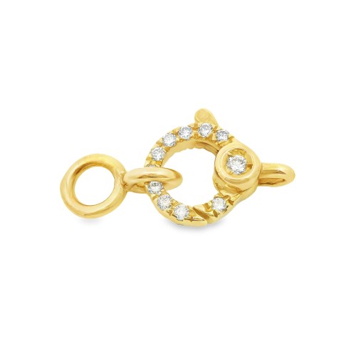 Chiusura Moschettone a Cerchio Piccola 6,5 mm Diamanti ct 0,13 F VS Oro Giallo 18 kt 0,85 gr