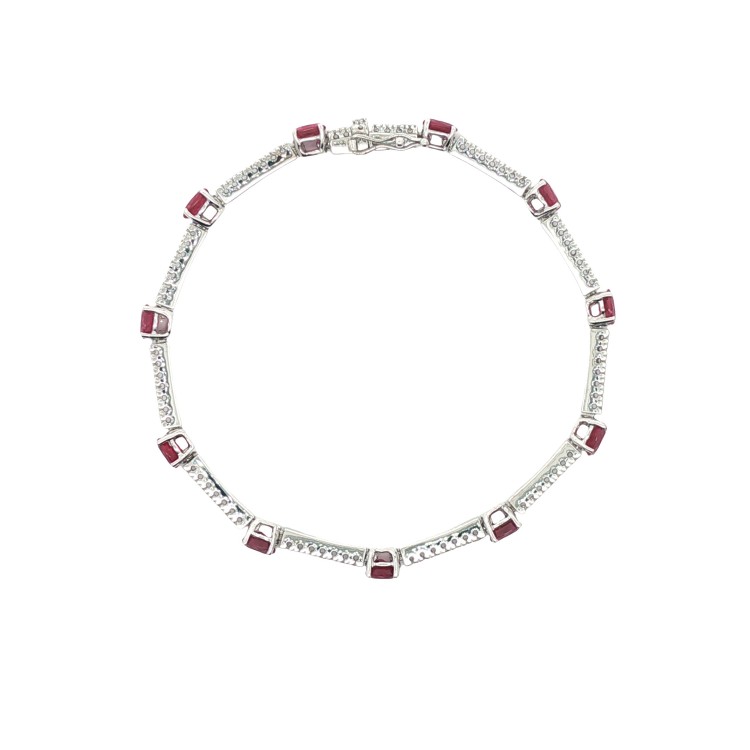 Bracciale Rubini Diamanti ct 4,96 + 0,62 Oro 18 kt