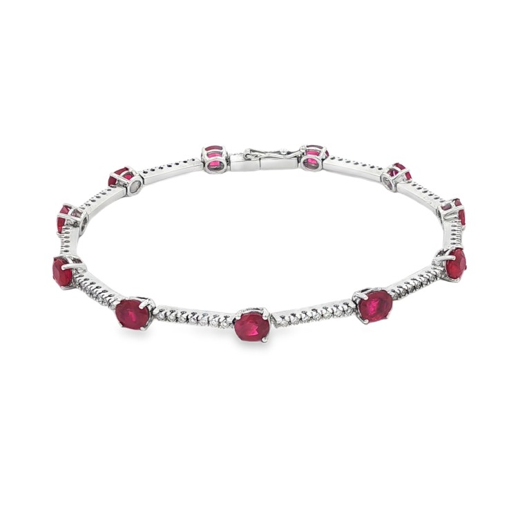Bracciale Rubini Diamanti ct 4,96 + 0,62 Oro 18 kt