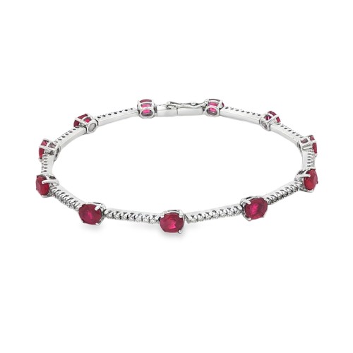 Bracciale Rubini Diamanti ct 4,96 + 0,62 Oro 18 kt