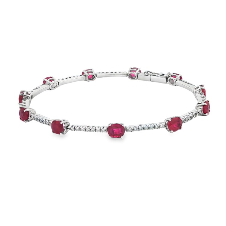 Bracciale Rubini Diamanti ct 4,96 + 0,62 Oro 18 kt