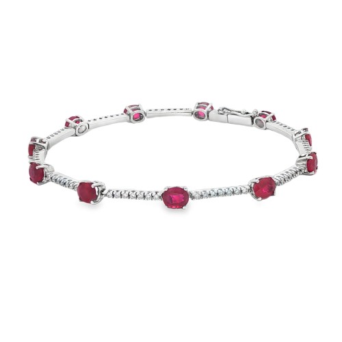 Bracciale Rubini Diamanti ct 4,96 + 0,62 Oro 18 kt