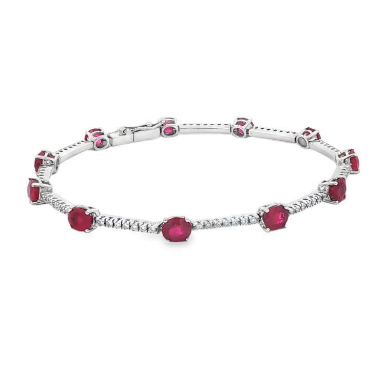 Bracciale Rubini Diamanti ct 4,96 + 0,62 Oro 18 kt