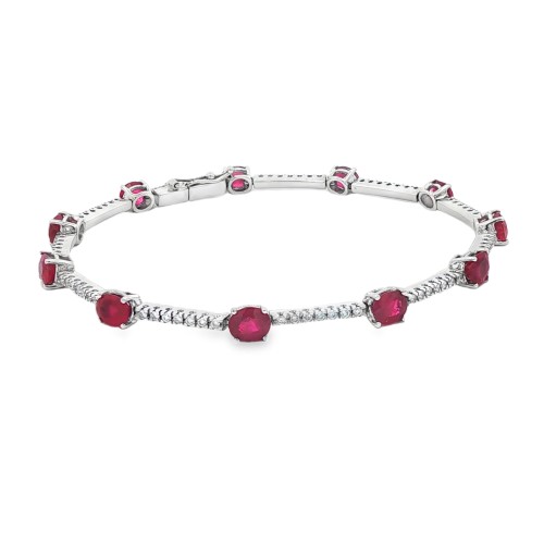 Bracciale Rubini Diamanti ct 4,96 + 0,62 Oro 18 kt