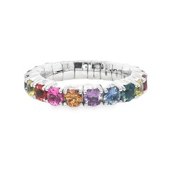 Fedina Elastica Eternity Zaffiri Multicolor ct 3,20  n° 20 pietre Oro Bianco 18 kt 6,35 gr 2