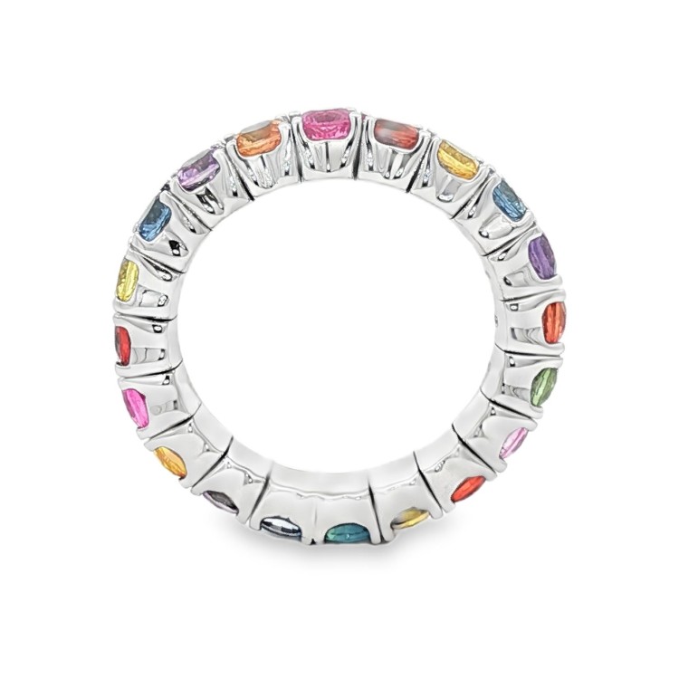 Fedina Elastica Eternity Zaffiri Multicolor ct 3,20  n° 20 pietre Oro Bianco 18 kt 6,35 gr