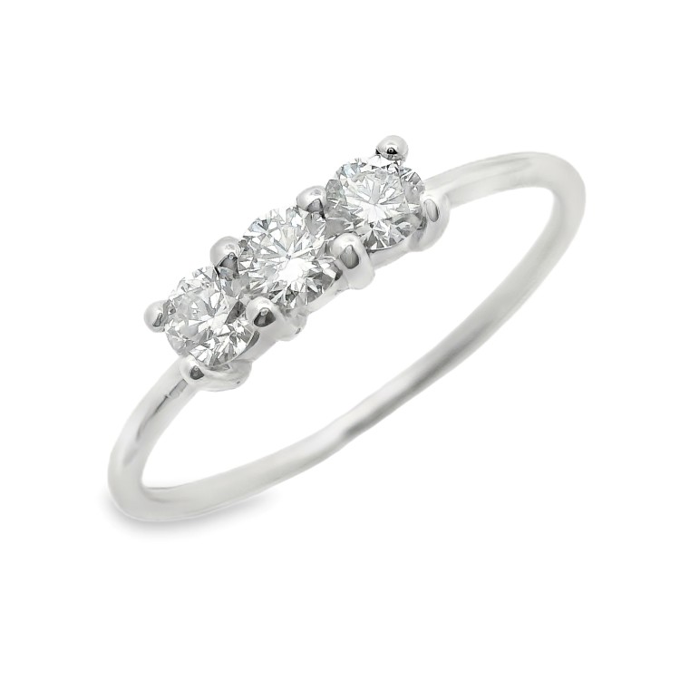Anello TRILOGY Diamante ct 0,33 F VS Oro 18 kt 1,38 gr