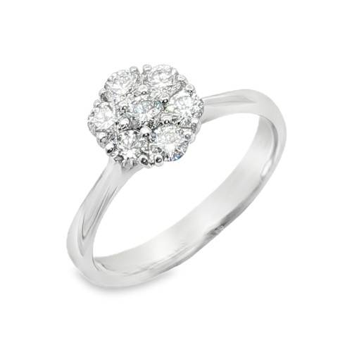 Anello Seven Stone Diamanti ct 0,52 F VS Oro Bianco 18 kt 3,08 gr
