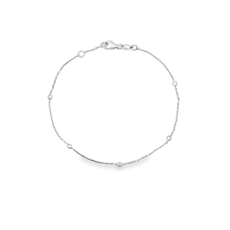 Bracciale Modello T con 5 Diamanti ct 0,05 F VS misura 18,5 cm Oro 18 kt 1,33 gr