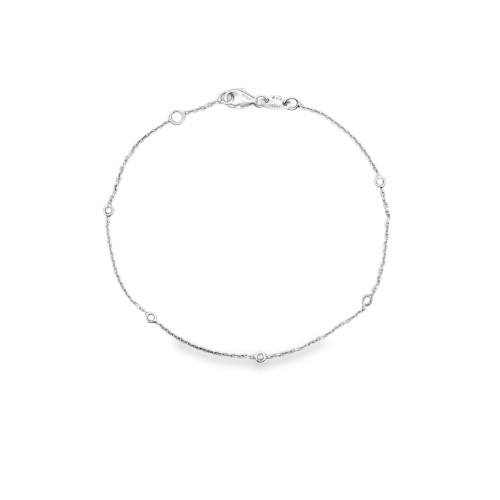 Bracciale Modello T con 5 Diamanti ct 0,05 F VS misura 18,5 cm Oro 18 kt 1,33 gr
