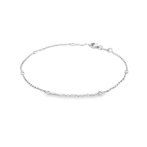 Bracciale Modello T con 5 Diamanti ct 0,05 F VS misura 18,5 cm Oro 18 kt 1,33 gr