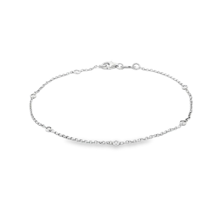 Bracciale Modello T con 5 Diamanti ct 0,05 F VS misura 18,5 cm Oro 18 kt 1,33 gr