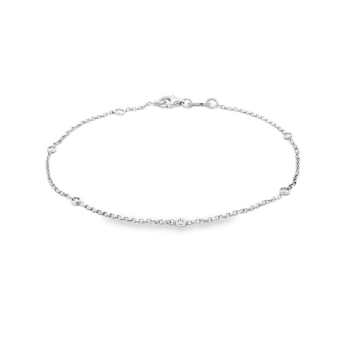 Bracciale Modello T con 5 Diamanti ct 0,05 F VS misura 18,5 cm Oro 18 kt 1,33 gr